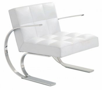 White, Black or Brown Leather Modern Lounge Chair w/Steel Base [NVCL-Minnie-HGDJ211]