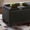 Contemporary Black Leather Coffee Table w/Two Flip Tray Tops