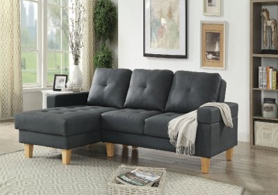 Goldenrod Sectional Sofa 53115 in Dark Gray PU by Acme