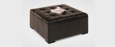 Brown Bycast Leather Modern Empire Ottoman