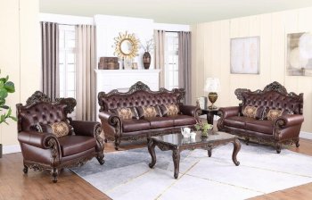 Britney Sofa & Loveseat Set in Brown Leather w/Options [ADS-Britney]