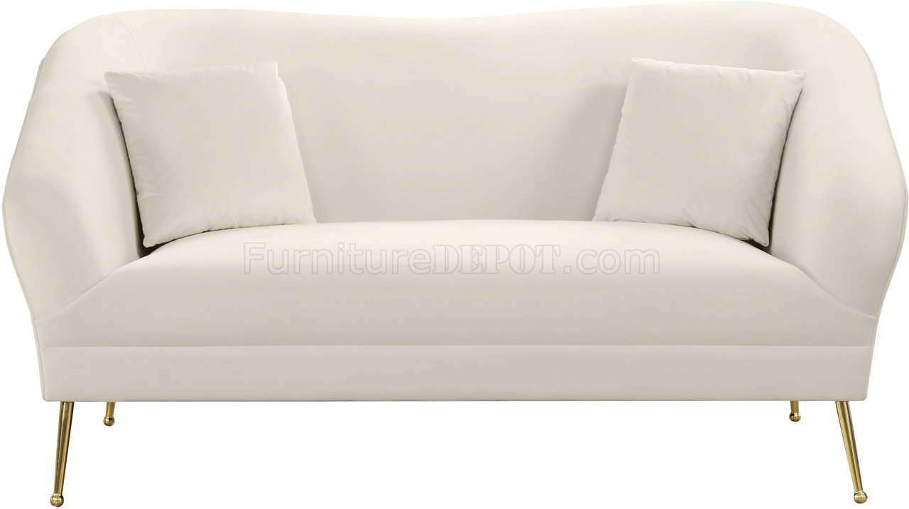 Hermosa Sofa 658 in Cream Velvet Fabric by Meridian w/Options