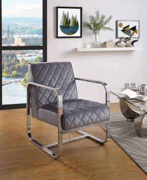 Tasmine Set of 2 Accent Chairs 59812 in Gray Velvet by Acme [AMCC-59812-Tasmine]