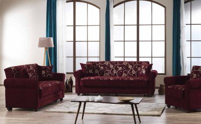 Regina Home Sofa Bed Convertible in Burgundy Fabric by Mobista