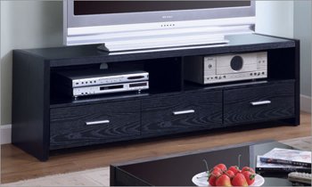 Black Matte Finish Contemporary Tv Stand W/Three Drawers [CRTV-418-700645]