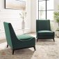 Confident Accent Lounge Chair Set of 2 in Green Velvet by Modway