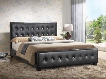 G2583 Upholstered Bed in Black Leatherette by Glory [GYB-G2583 Black]