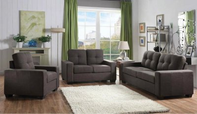 Platinum III 52930 Sofa & Loveseat in Charcoal Fabric by Acme