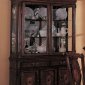 Distressed Walnut Finish Buffet with Detailed Moldings