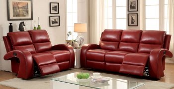 Odette CM6150RD Reclining Sofa in Red Leatherette w/Options [FAS-CM6150RD-Odette]