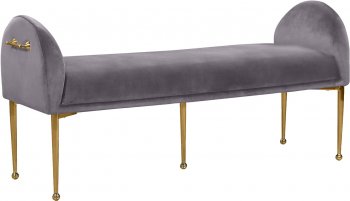 Owen Bench 144 in Grey Velvet Fabric by Meridian [MRBN-144 Owen Grey]