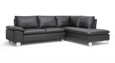 Toria Sectional Sofa Black Faux Leather by Wholesale Interiors