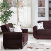 Argos Colins Brown Sofa Bed & Loveseat Set in Fabric by Istikbal