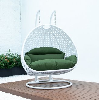 Wicker Hanging Double Egg Swing Chair ESCW-57DG by LeisureMod