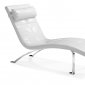 White Leatherette Modern Chaise with Chromed Steel Frame