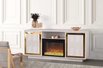 Yonit Electric Fireplace Media Console in White [SFMAFP-Yonit White]