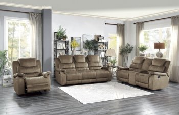 Shola Motion Sofa 9848BR-3 in Brown by Homelegance w/Options [HES-9848BR-3 Shola]