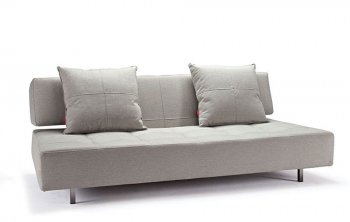 Long Horn Sofa Bed in Natural Fabric w/Two Cushions [INSB-Long-Horn-D.E.-527]