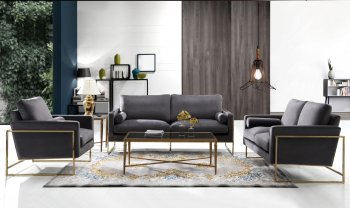 Mila Sofa 678 in Grey Velvet Fabric by Meridian w/Options [MRS-678 Mila Grey]