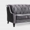 Gray Barrister Sofa & Loveseat Set w/Options and Black Piping