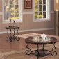 Dark Cherry & Metal Frame Traditional 3Pc Table Set