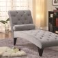 Grey Velour Fabric Modern Chaise Lounger w/Bolster Pillow