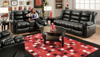 185500 Orleans Reclining Sofa in Black PU by Chelsea w/Options