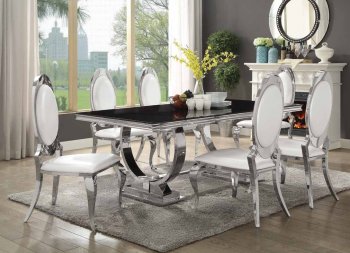 Antoine Dining Table 107871 Coaster w/Chrome Base & Options [CRDS-107871 Antoine]