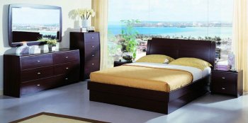 Wenge or White Contemporary Bedroom Set w/Storage Bed [VGBS-Palermo-Wenge]