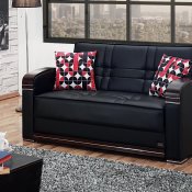 Westchester Loveseat Bed in Black Bonded Leather by Empire