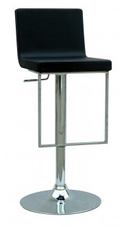 Black & Metal Modern Set of 2 Swivel Barstools w/Adjustable Heig