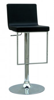 Black & Metal Modern Set of 2 Swivel Barstools w/Adjustable Heig [CYBA-0351-BS-Black]