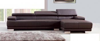 Melody Sectional Sofa in Chocolate Leather by Whiteline Imports [WLSS-Melody Chocolate]