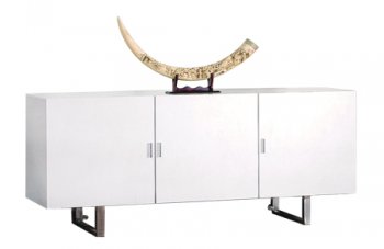 White Finish Modern 3 Door Buffet/TV Stand [GRBU-E-54WH]