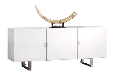 White Finish Modern 3 Door Buffet/TV Stand