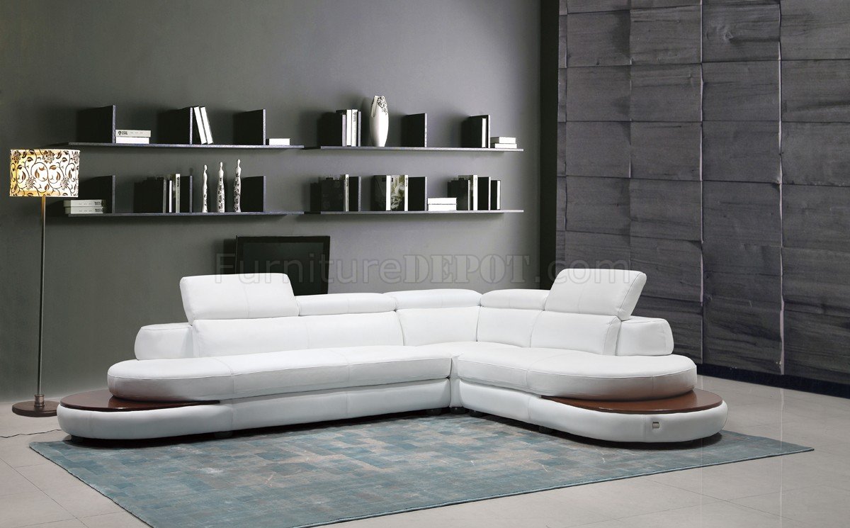 Killian Sectional Sofa 1514 in White Full Leather by VIG