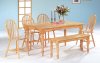 Natural Finish Modern 6Pc Dining Set w/Table, Bench & Chairs