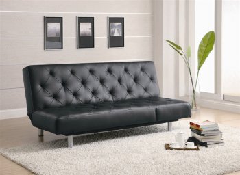 Black Leather-Like Vinyl Modern Sofa Bed Convertible [CRSB-300304]