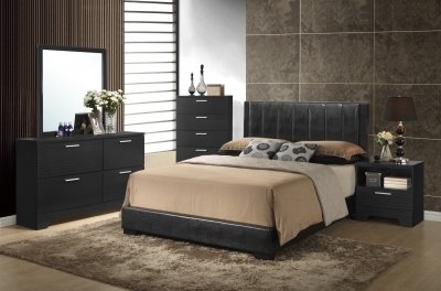 Natalie Bedroom Set in Black by Global w/Options