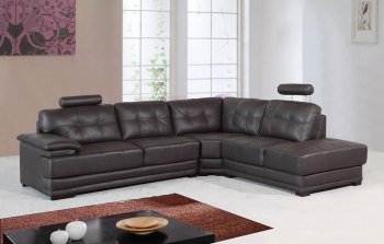 Dark Brown Leather Modern Sectional Sofa w/Adjustable Headrests [EFSS-6122]