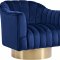 Farrah Accent Chair 520 in Navy Velvet Fabric by Meridian