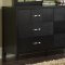 Black Finish Contemporary Bedroom w/Optional Case Goods