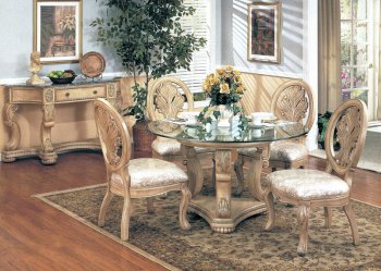 Glass Top & Ivory Finish Classic 5Pc Dining Set w/Options [YTDS-5984-Emily]