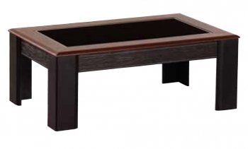 Brown Solid Wood Modern Coffee Table w/Glass Top [IKCT-VERA-RECTANGLE]