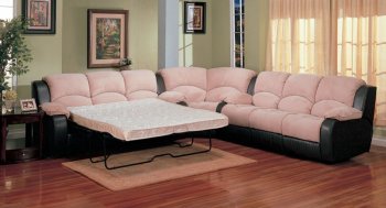 Two-Tone Suede-Soft Microfiber Modern Sectional Sofa w/Sleeper [CRSS-347-500627Q]