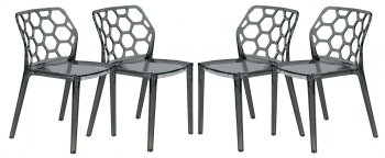 Dynamic Set of 4 Dining Chairs DC19BL in Black by LeisureMod [LMDC-DC19BL-Dynamic Black]