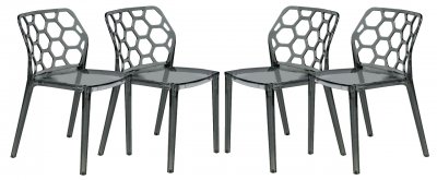 Dynamic Set of 4 Dining Chairs DC19BL in Black by LeisureMod