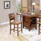 Counter Height Oak Finish Dinette with Wine & Glass Storage Base