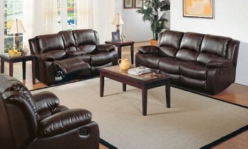 Warm Brown Bonded Leather Motion Sofa & Loveseat Set [HES-9813]