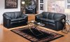 Black Bonded Leather Contemporary Sofa w/Options